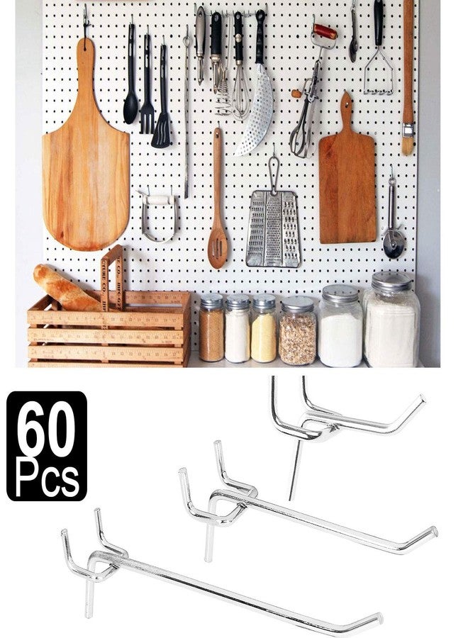 FengWu 60 Packs Metal Pegboard Hooks, 2/4/6 Inch Set, 1/8" Assortment for Tools, Jewelry, Shelving - Image 5